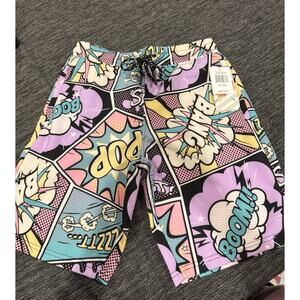 Oh Snap Men’s Multi Color Comic Book Themed Print Shorts Size Small
